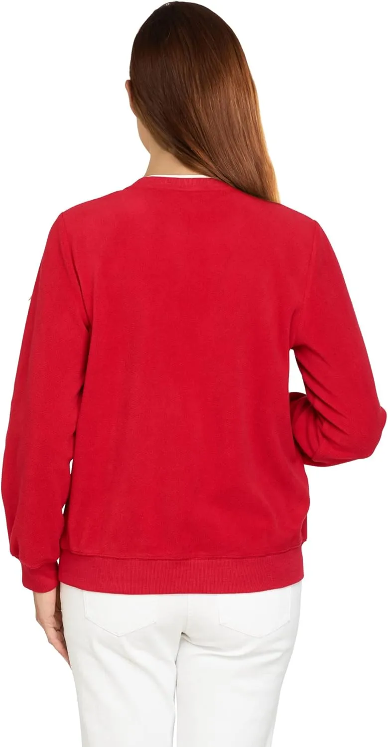 Alfred Dunner Petite Women's Floral Embroidery Yoke Top