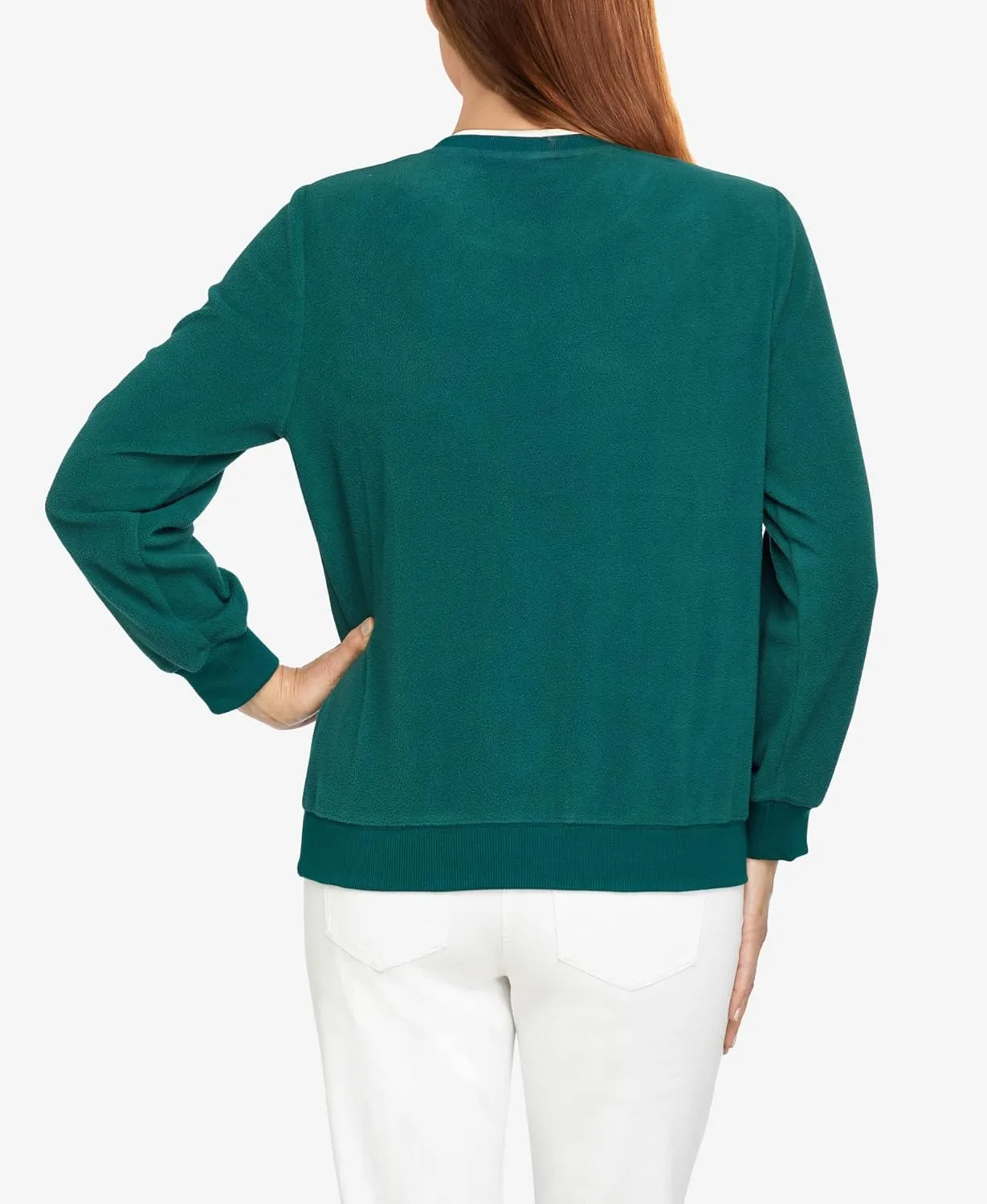 Alfred Dunner Petite Women's Floral Embroidery Yoke Top