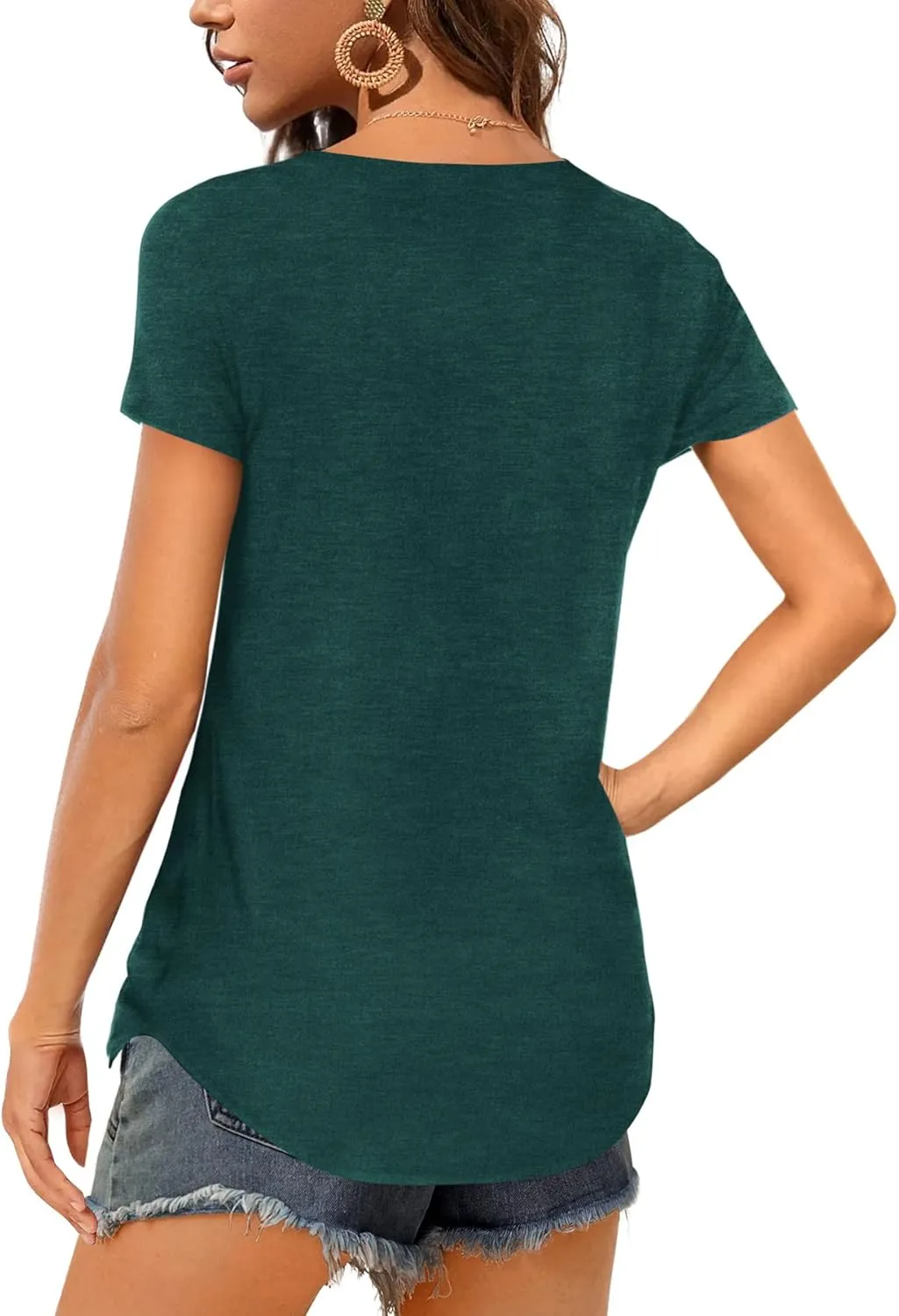 Amoretu Women V Neck T-Shirt Casual Short Sleeve Plain Tee Shirts Blouses