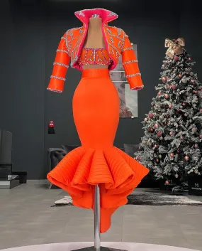 Ariel Red Elegant 3-Piece Evening Dress