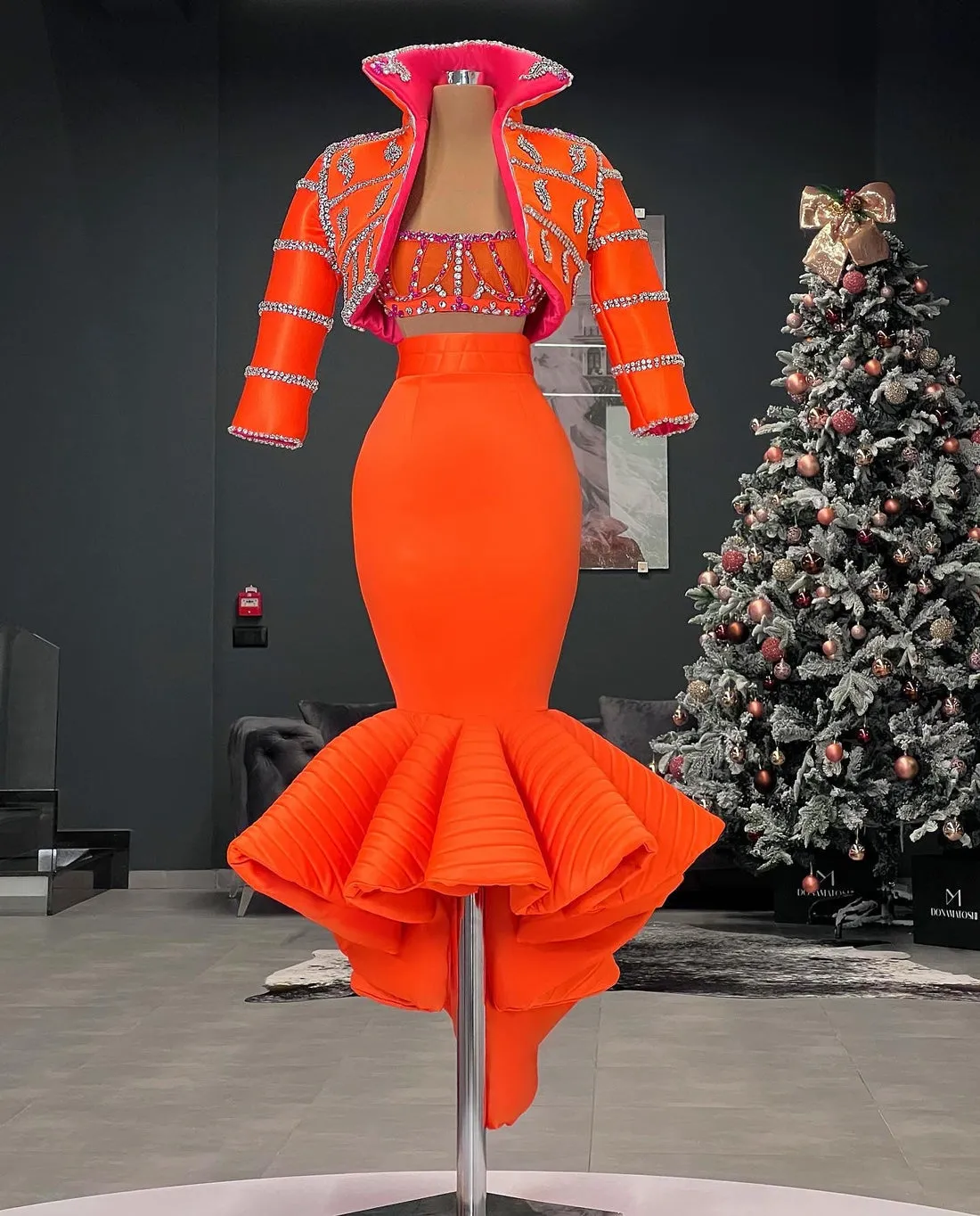 Ariel Red Elegant 3-Piece Evening Dress
