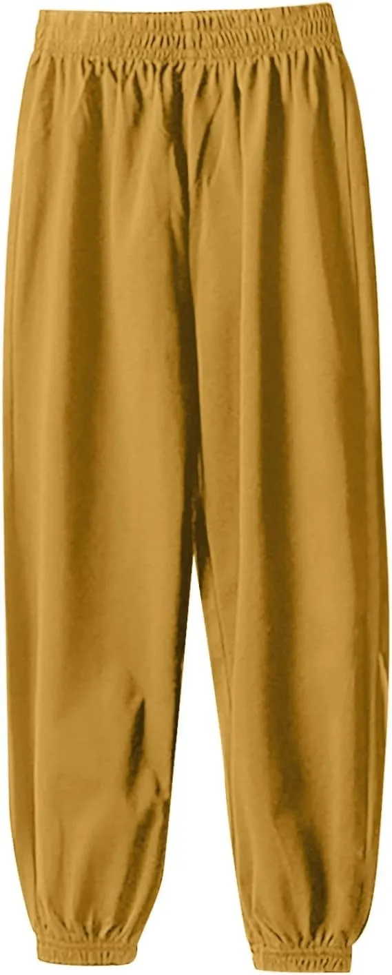 Boys Sweat Jogger Pants Solid Color Elastic Waist Casual Sweatpants Sport Active Trousers Basic Workout Tracksuit