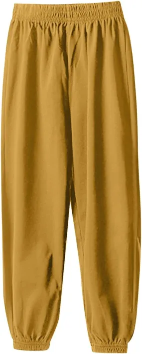 Boys Sweat Jogger Pants Solid Color Elastic Waist Casual Sweatpants Sport Active Trousers Basic Workout Tracksuit