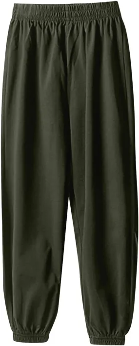 Boys Sweat Jogger Pants Solid Color Elastic Waist Casual Sweatpants Sport Active Trousers Basic Workout Tracksuit