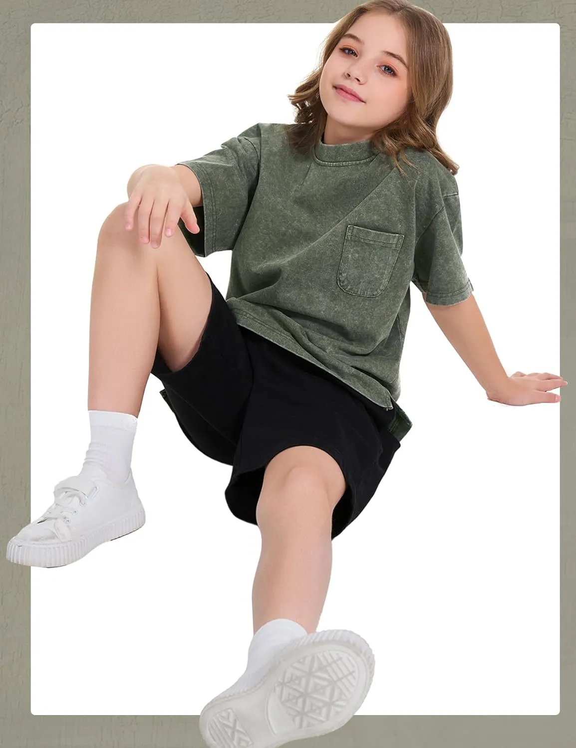 COZYPOIN 3 Pack Unisex Boys Girls T-Shirts Kids Short Sleeve Crewneck Acid Washed Tee Shirts Summer Tops 5-14Y