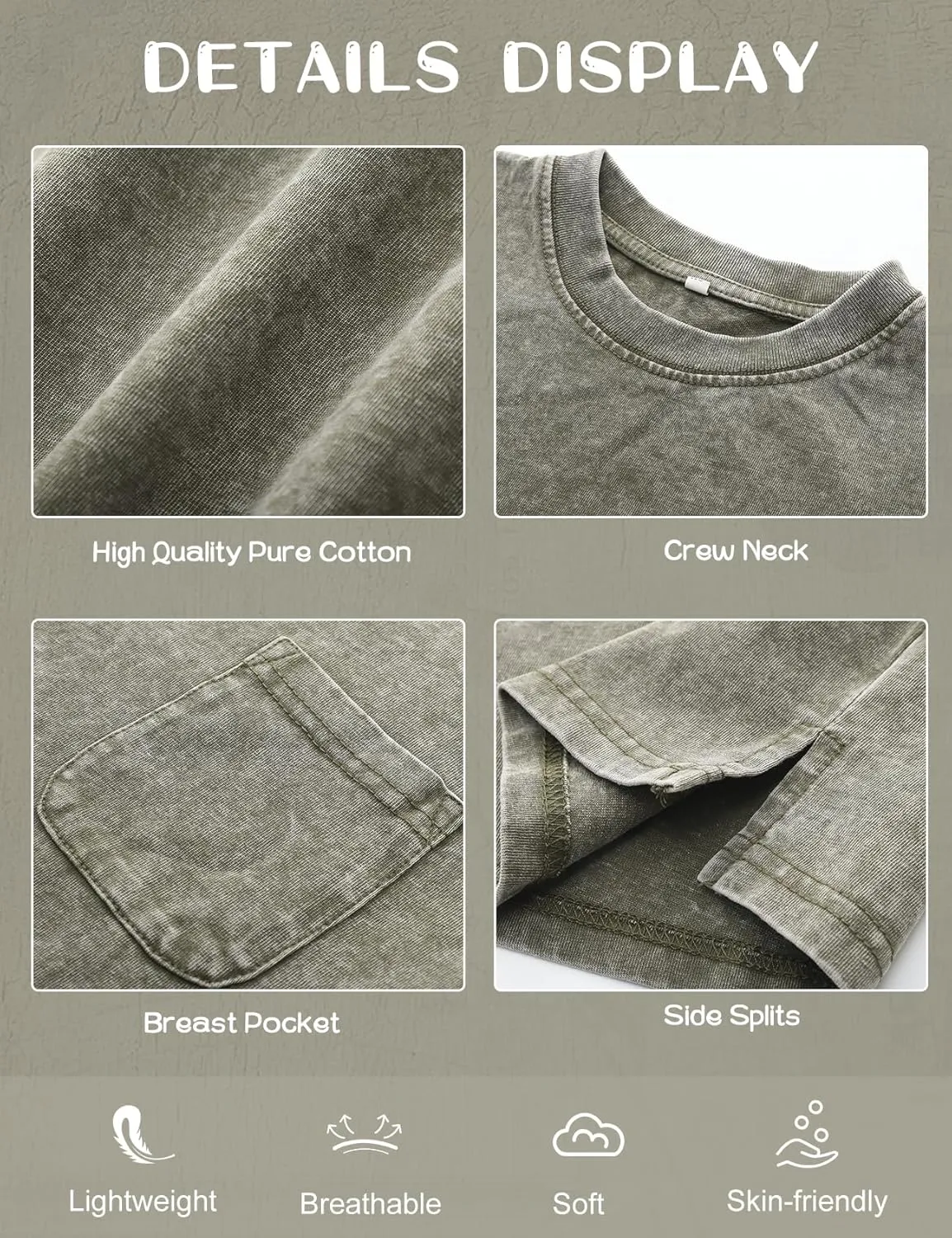 COZYPOIN 3 Pack Unisex Boys Girls T-Shirts Kids Short Sleeve Crewneck Acid Washed Tee Shirts Summer Tops 5-14Y