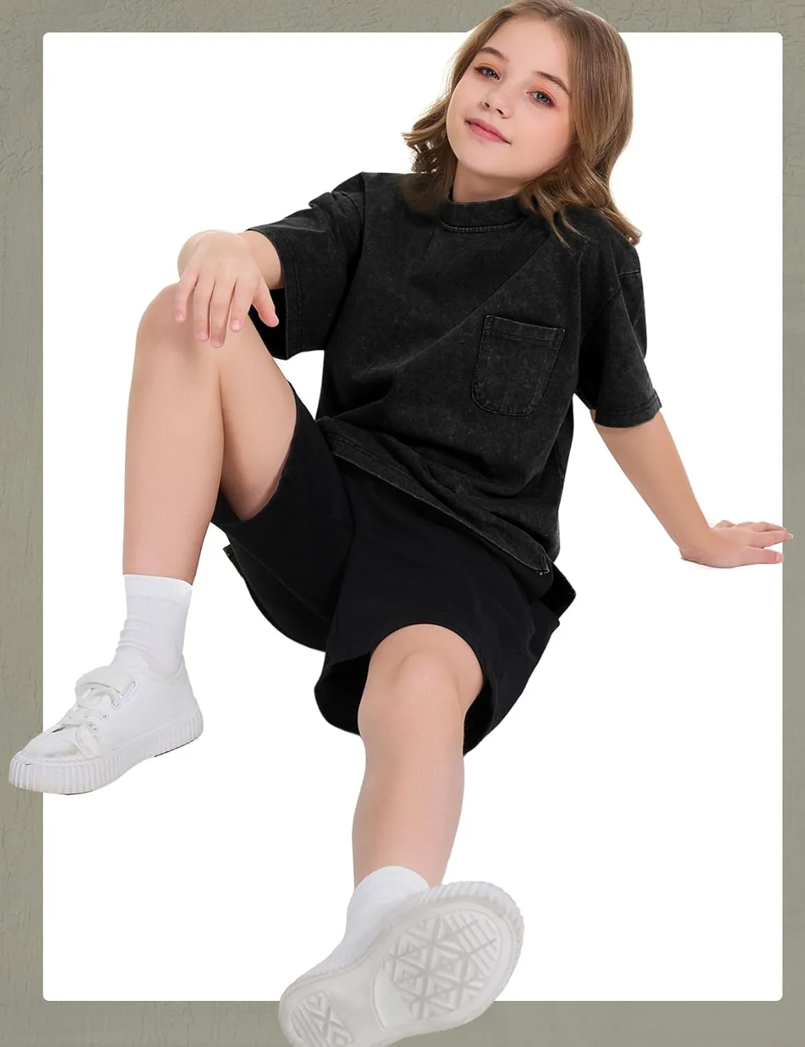 COZYPOIN 3 Pack Unisex Boys Girls T-Shirts Kids Short Sleeve Crewneck Acid Washed Tee Shirts Summer Tops 5-14Y