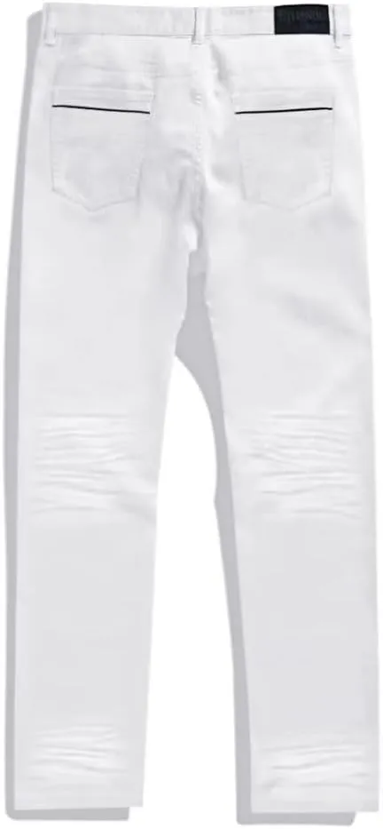 ETHANOL Mens Comfy Stretch Slim Fit Straight Casual Pants with 5 Pockets Design Pants