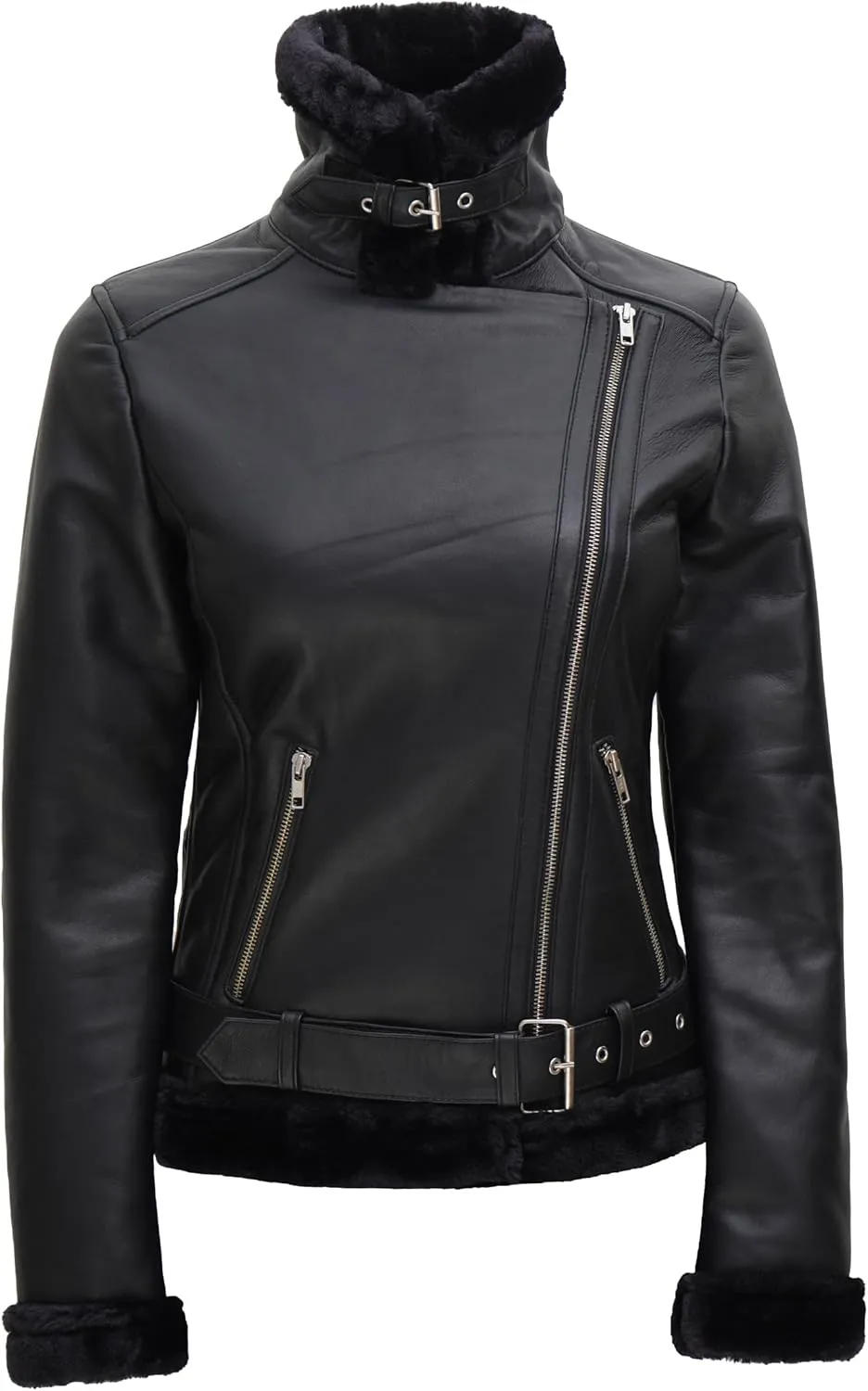 fjackets Leather Sherpa Jacket Womens - Real Lambskin Shearling Jackets For Women