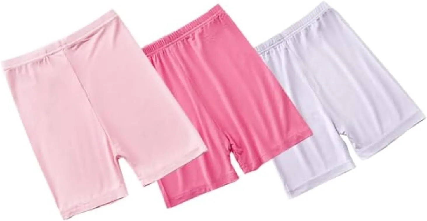 Girls Dance Shorts 3 Pack Baby Girls' Shorts Cotton Basic Shorts Girls Bike Short Comfy and Safety（Pink,Rose RED,Purple）