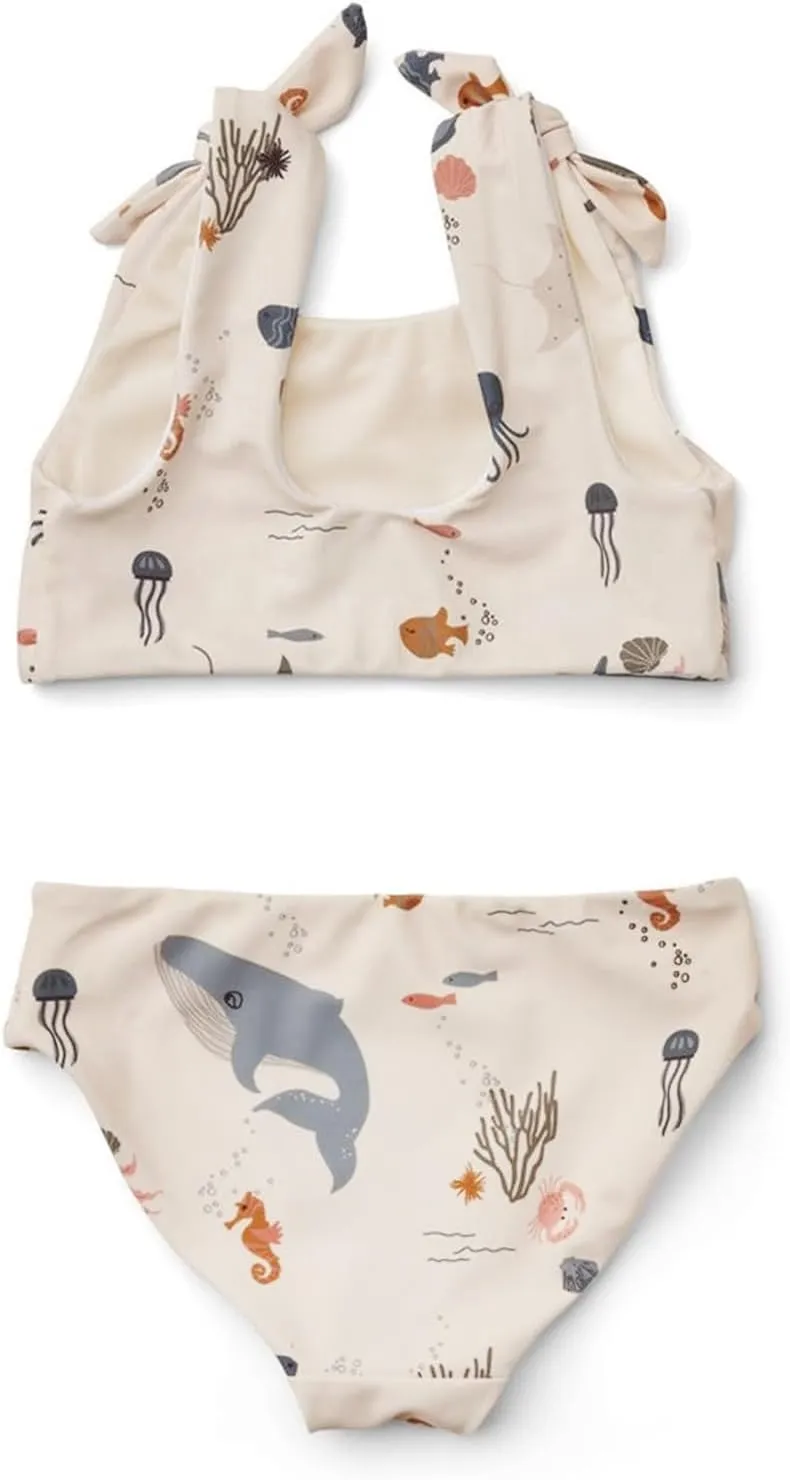 Girls Swimsuit Two Piece Bikini Set Bowknot Swim Top & Bottom Tankini Set Summer Beach Wear Dolphin Whale Bathing Suit