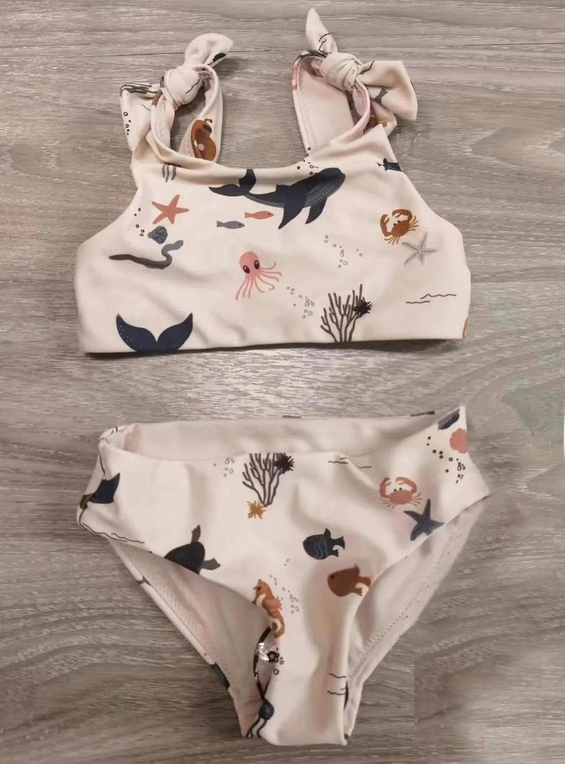 Girls Swimsuit Two Piece Bikini Set Bowknot Swim Top & Bottom Tankini Set Summer Beach Wear Dolphin Whale Bathing Suit