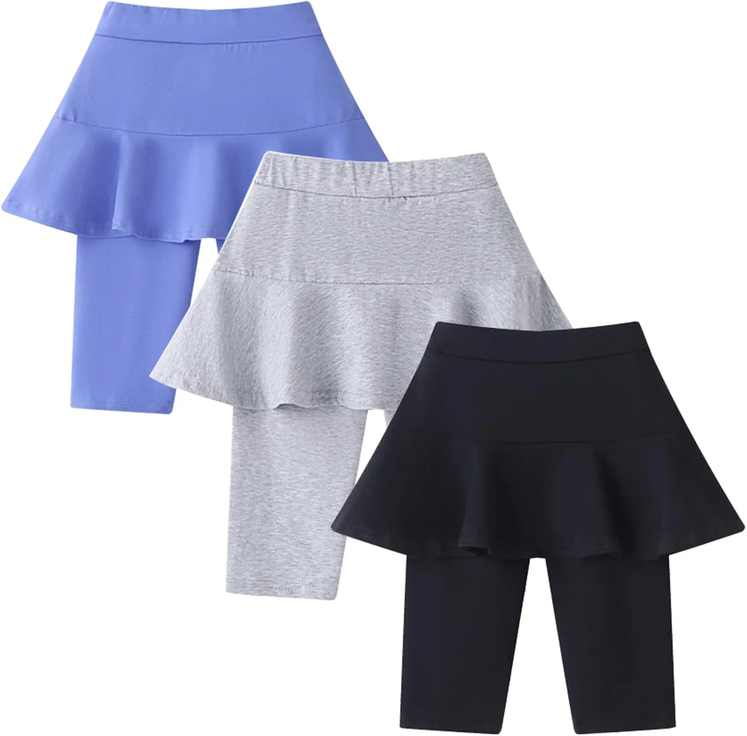 Happy Cherry Toddler Girl Skirt Shorts with Capri Leggings Knee Length Biker Shorts with Ruffle Skirt 1/2/3 Packs