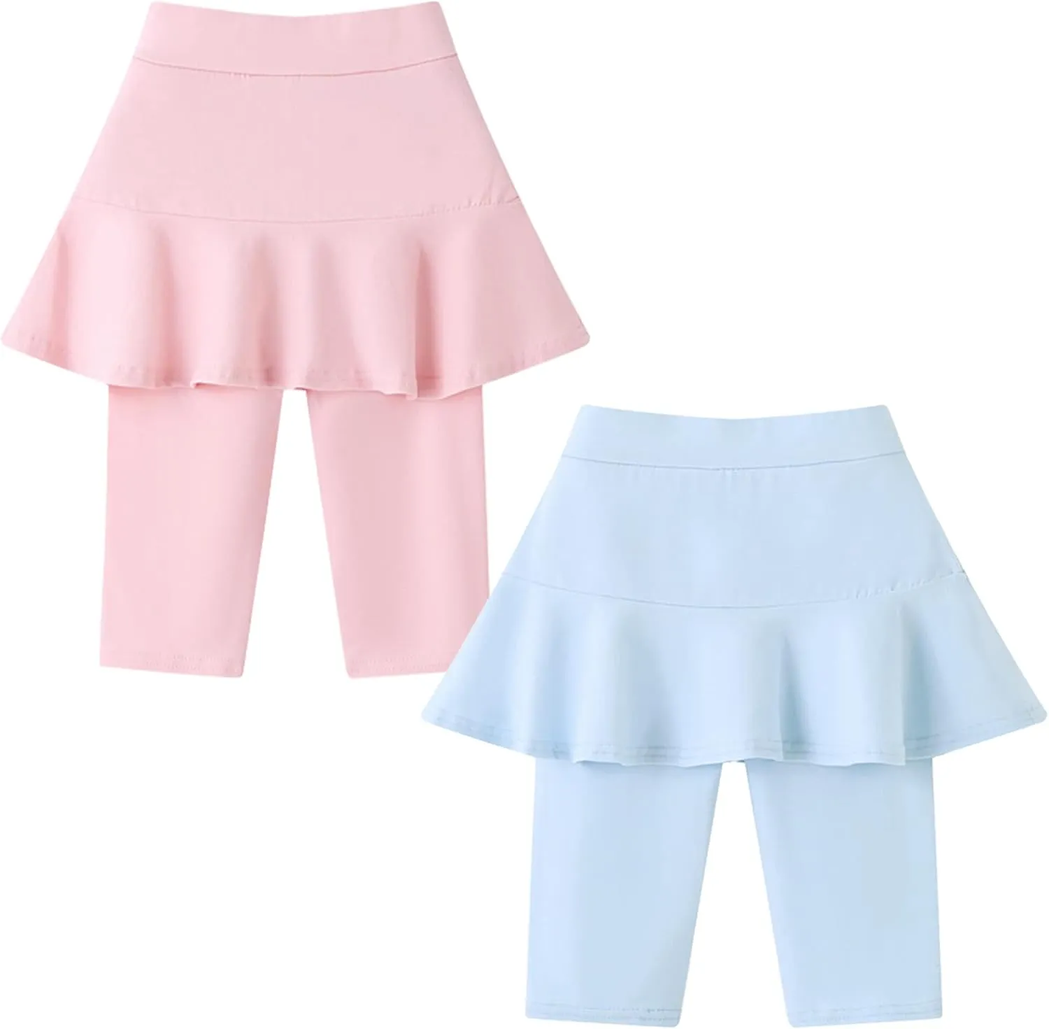 Happy Cherry Toddler Girl Skirt Shorts with Capri Leggings Knee Length Biker Shorts with Ruffle Skirt 1/2/3 Packs