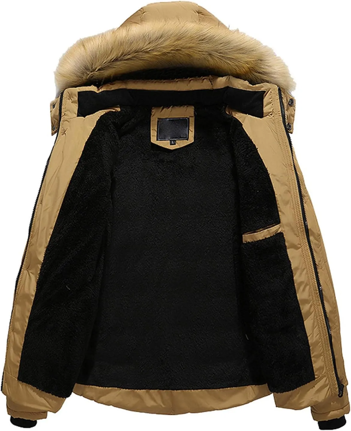 HXHYQKP Jacket for Man Waterproof Men's Winter Puffer Jacket Thicken Winter Coat Warm Padded Jacket with Faux Fur Hood