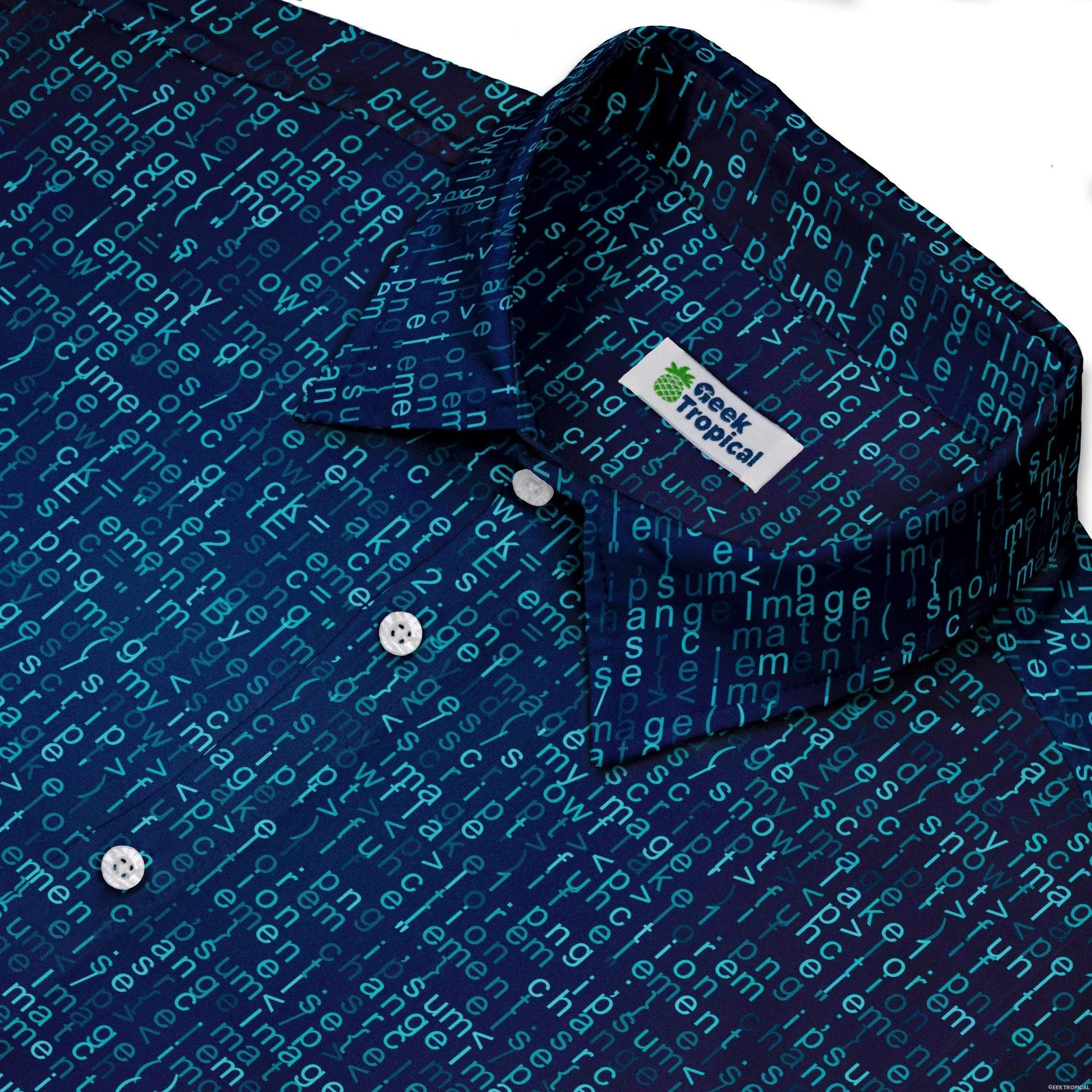 Javascript Computer Code Blue Button Up Shirt