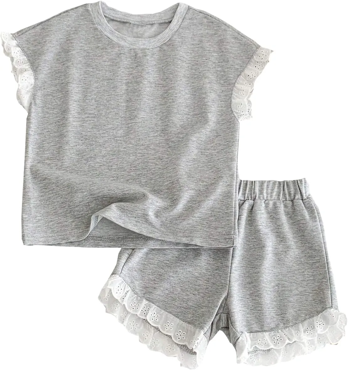 Kid Young Girl Clothes Outfits Square Neck Tank Top Letter Patched Girls Summer Shorts Set