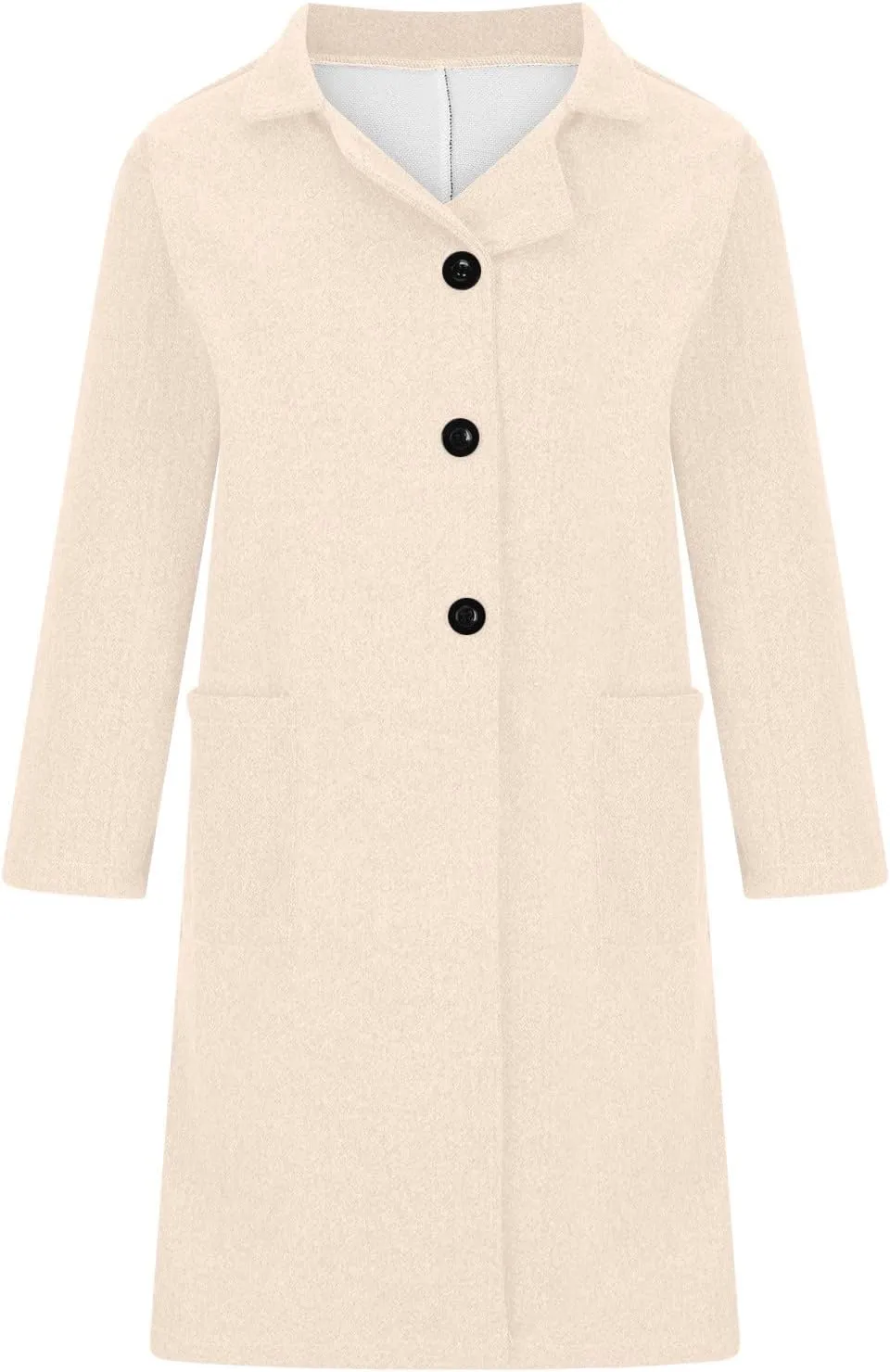 Long Trench Coat for Women Elegant Single Breasted Pea Coat Winter Warm Wool Blend Oversized Pea Coat with Pockets
