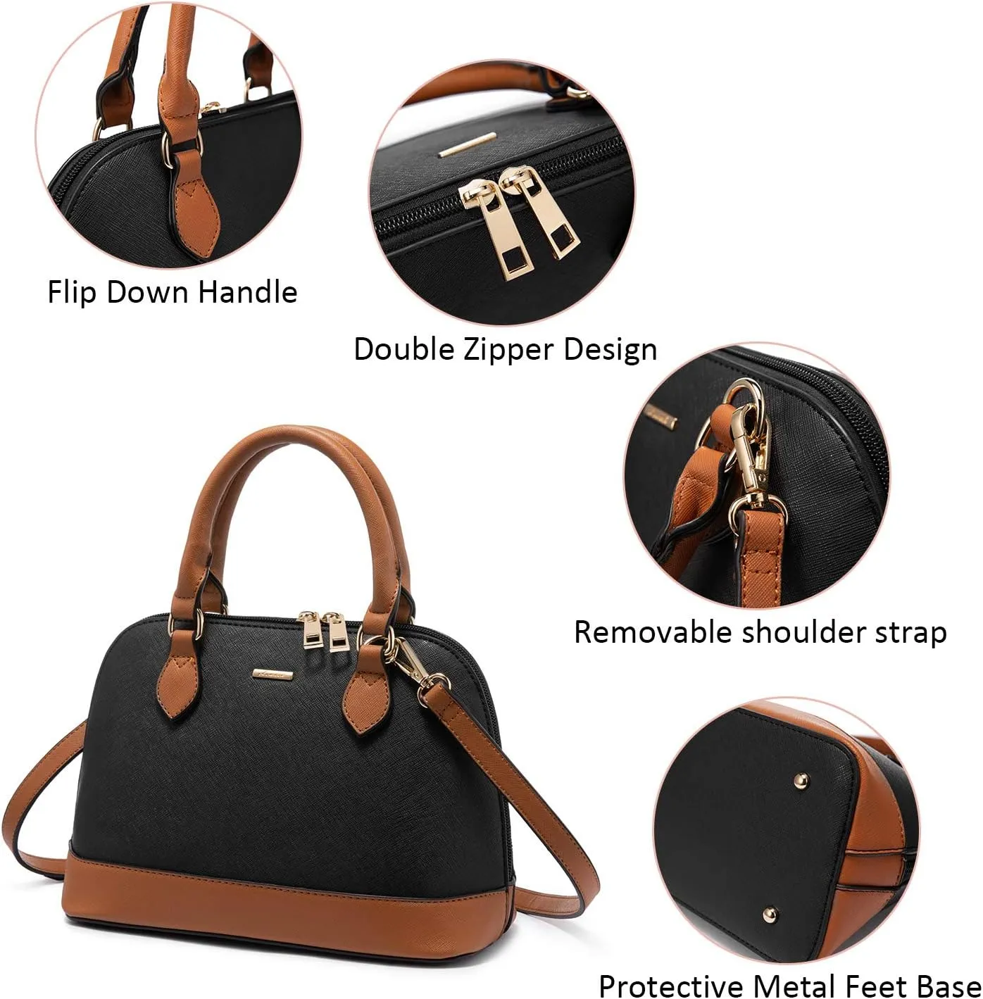 LOVEVOOK Purse for Women Small Crossbody Bags Classic Double Zip Top Handle Dome Satchel Bag