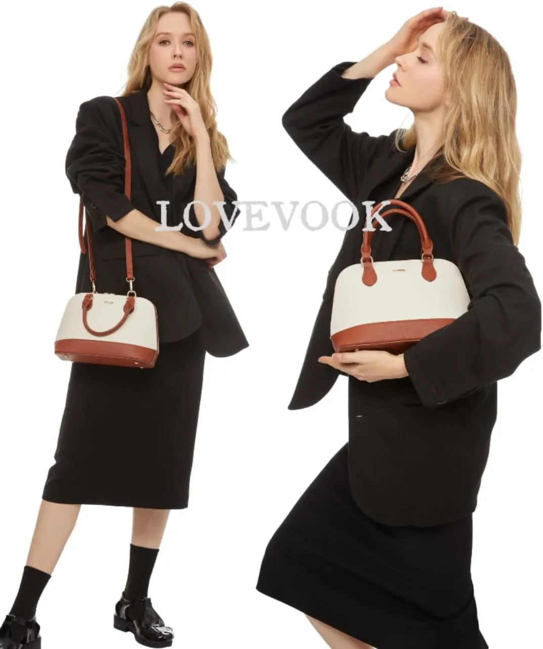 LOVEVOOK Purse for Women Small Crossbody Bags Classic Double Zip Top Handle Dome Satchel Bag