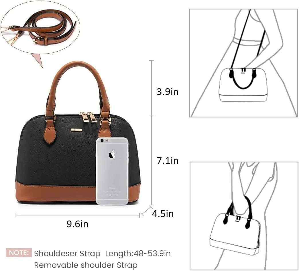 LOVEVOOK Purse for Women Small Crossbody Bags Classic Double Zip Top Handle Dome Satchel Bag