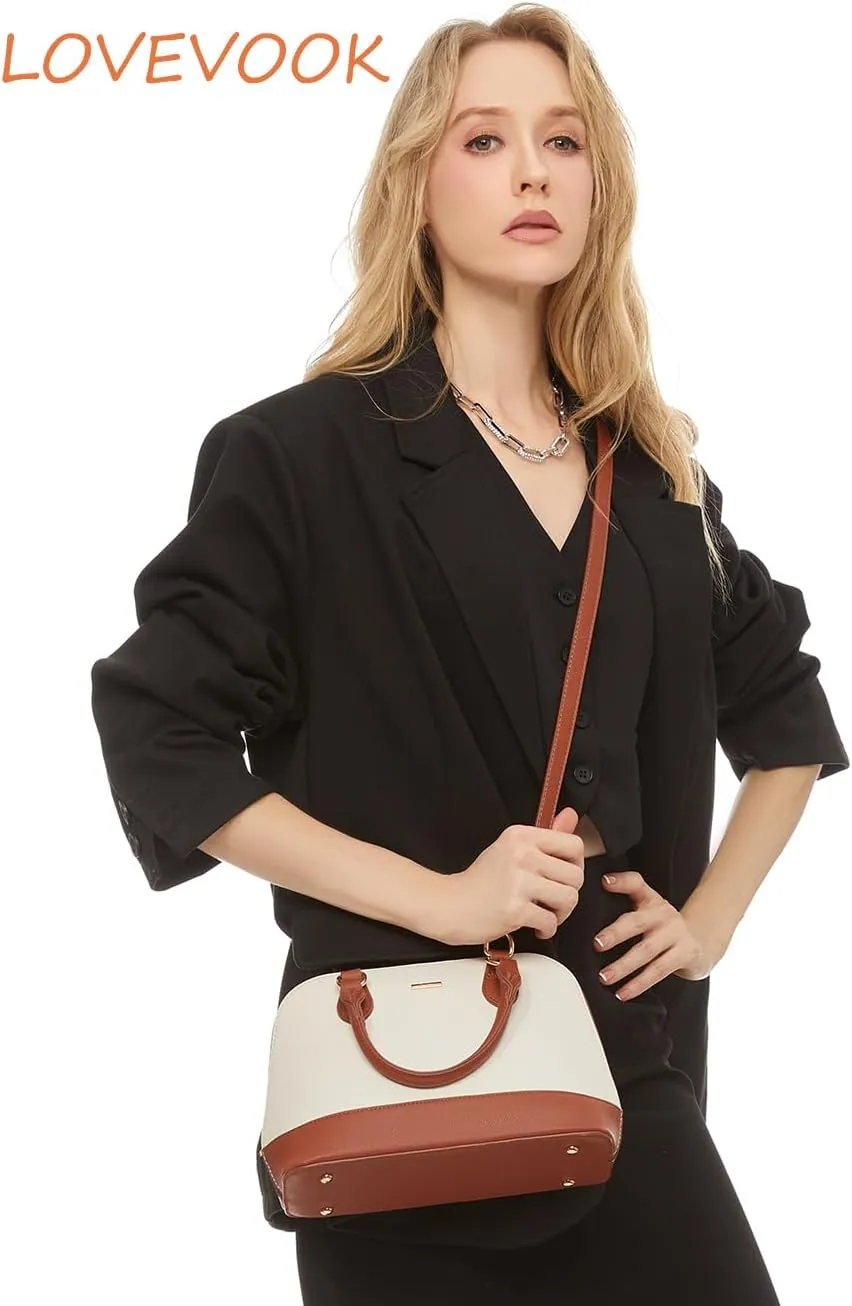 LOVEVOOK Purse for Women Small Crossbody Bags Classic Double Zip Top Handle Dome Satchel Bag