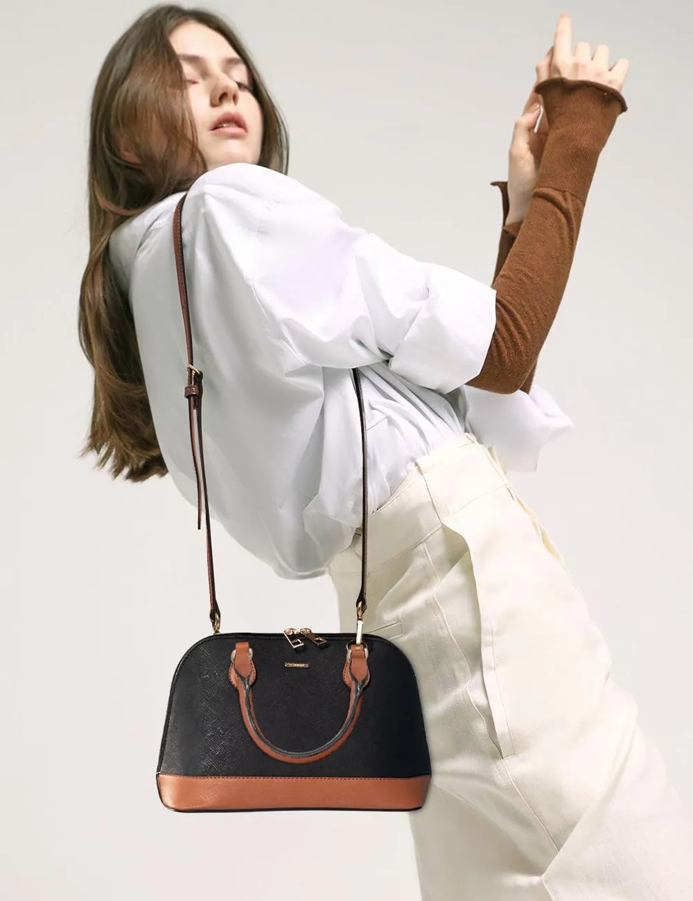 LOVEVOOK Purse for Women Small Crossbody Bags Classic Double Zip Top Handle Dome Satchel Bag