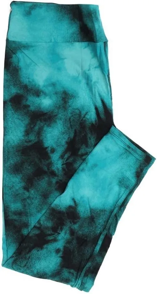 Lularoe TCTWO TC2 Batik Dye Muted Black and Turqoise Buttery Soft Leggings TC2 fits Adults 18  352325