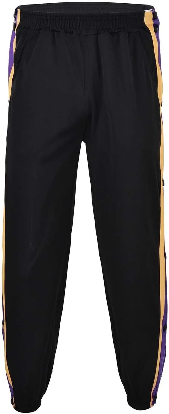 Mens Jogger Pants Tear-Away Athletic Pants Side High Split Snap Button Striped Sweatpants Casual Workout Trousers