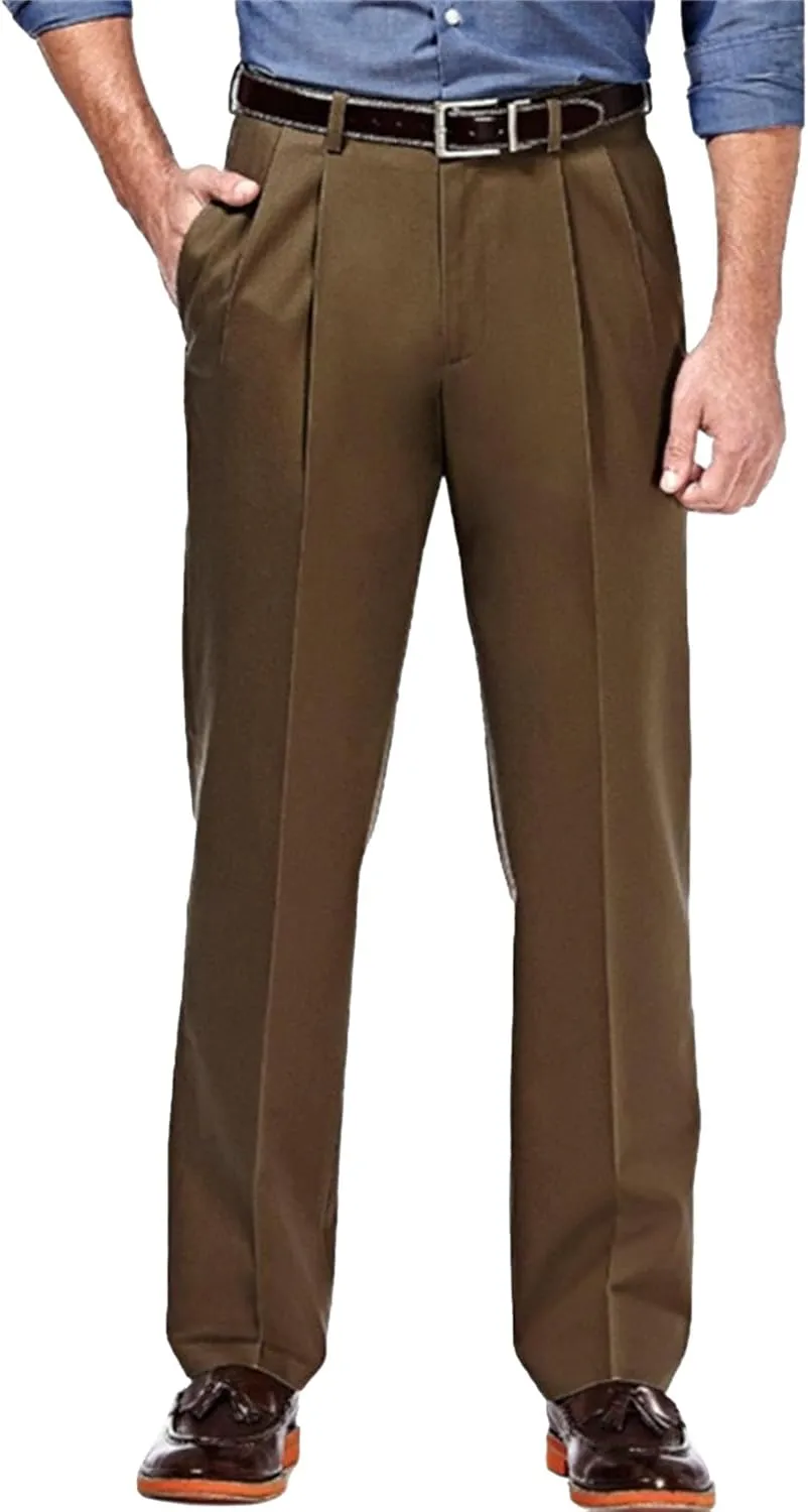 Men's Relaxed Fit Comfort Pants Fashion Business Pleated Suit Pant Casual Simple Straight Leg Trousers