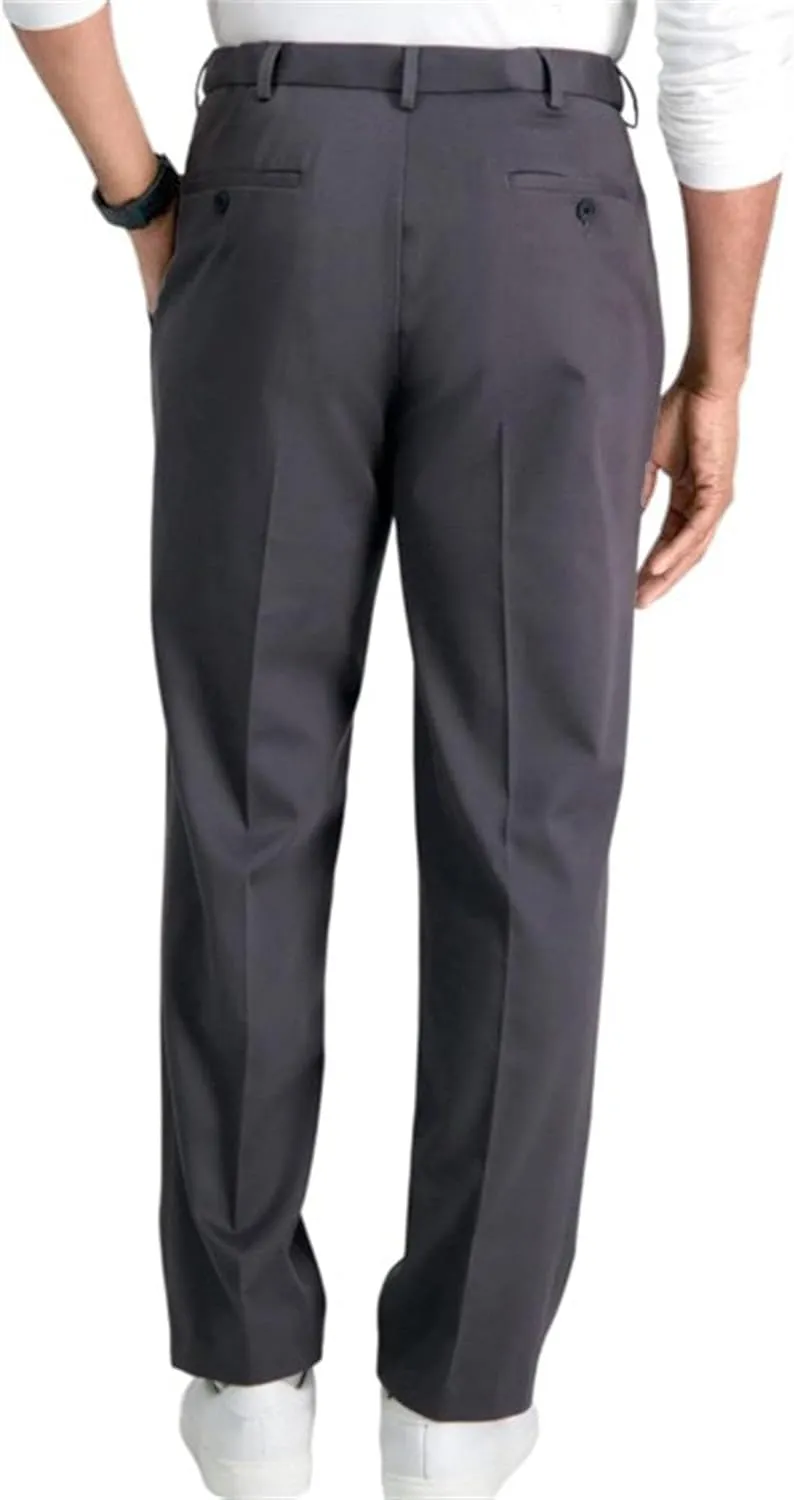 Men's Relaxed Fit Comfort Pants Fashion Business Pleated Suit Pant Casual Simple Straight Leg Trousers