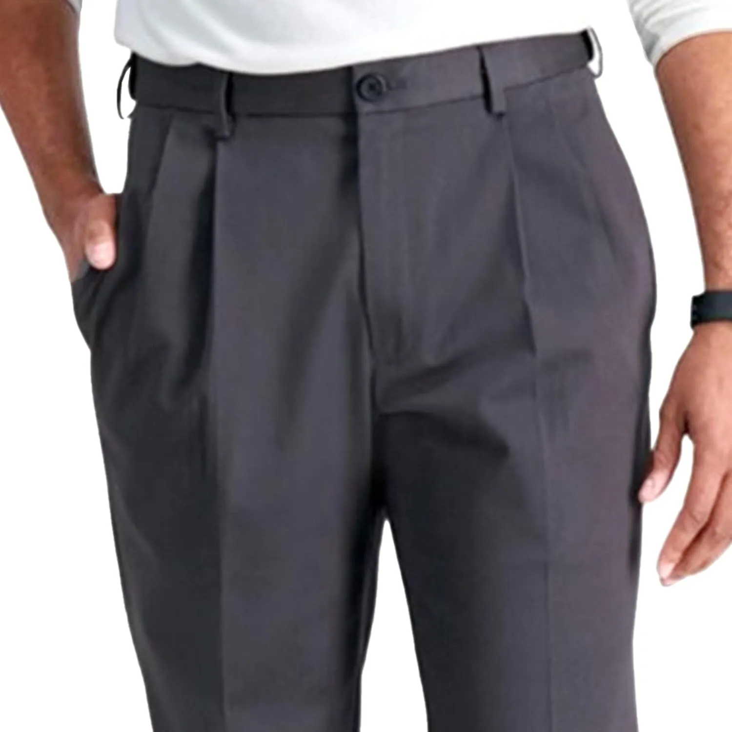 Men's Relaxed Fit Comfort Pants Fashion Business Pleated Suit Pant Casual Simple Straight Leg Trousers
