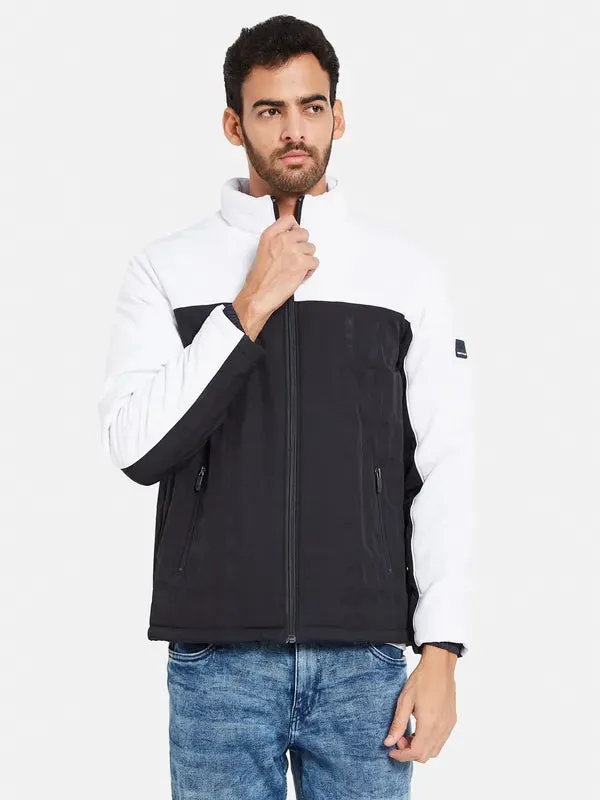 Mettle Men Navy Blue Colourblocked Tailored Jacket