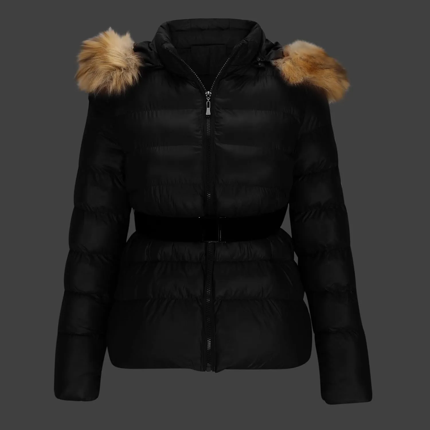 Puffer Coats for Women Fashion Quilted Jackets Warm Winter Coat Thicken Down Jacket Fleece Lined Outerwear with Belt