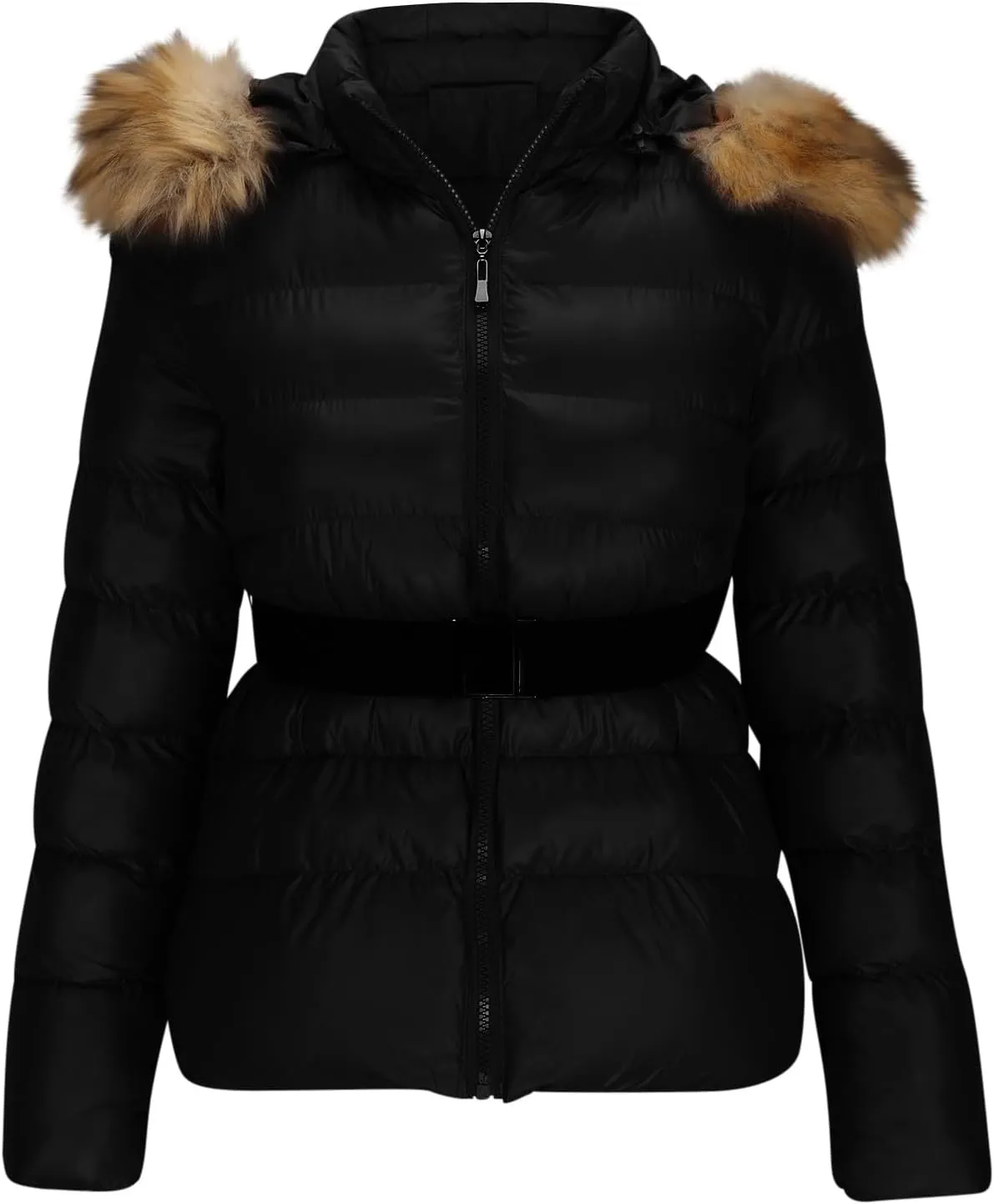 Puffer Coats for Women Fashion Quilted Jackets Warm Winter Coat Thicken Down Jacket Fleece Lined Outerwear with Belt