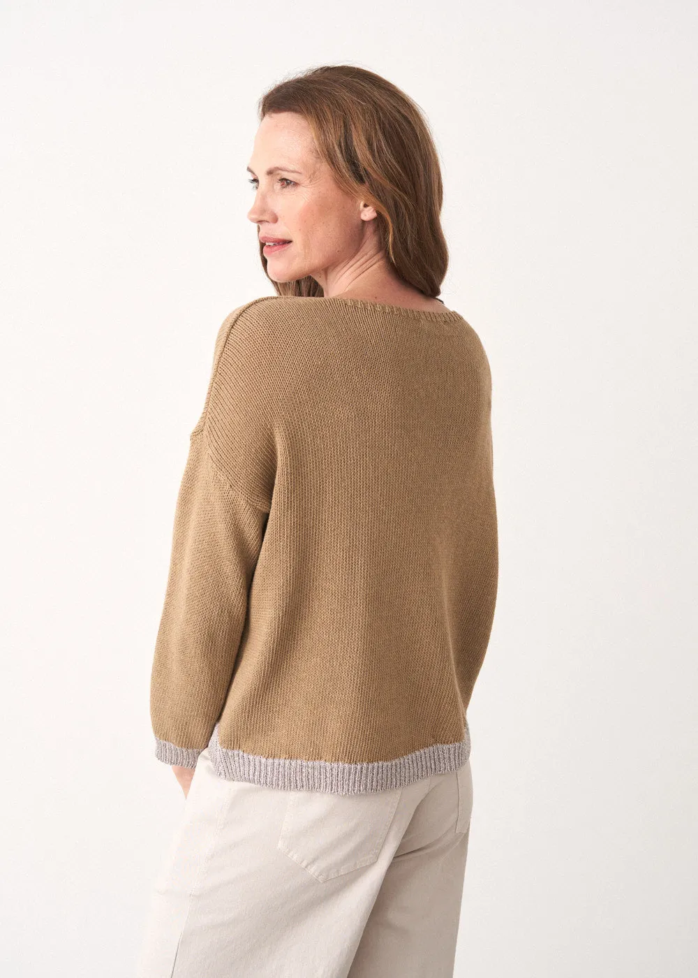 ROWAN METALLIC TRIM SWEATER - CAMEL