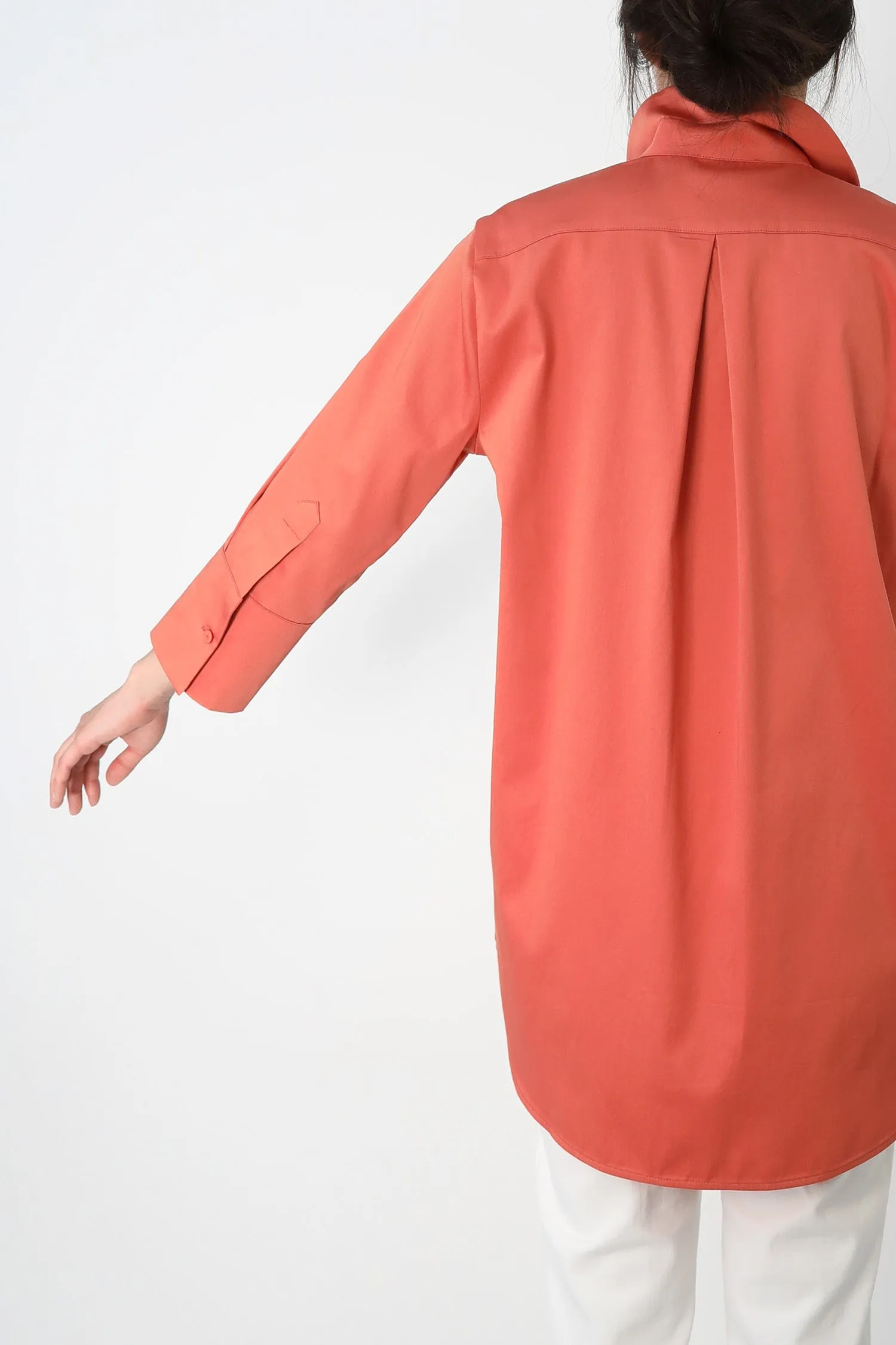 SADIE 3/4 SLEEVE SHIRT IN ITALIAN COTTON POPLIN STRETCH