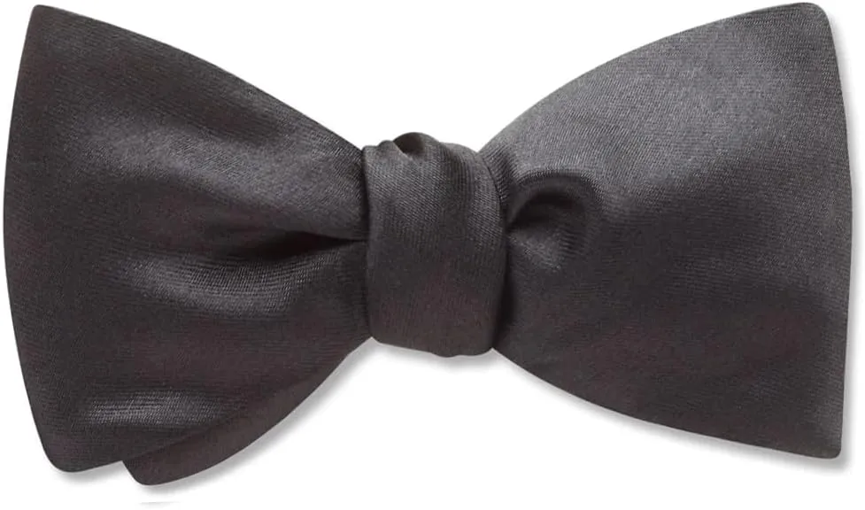 Somerville Solid Black Men's Bow Tie - Made in America 15.5-19.5 inches Standard/Slimline (Pictured) Freestyle/Self-Tie