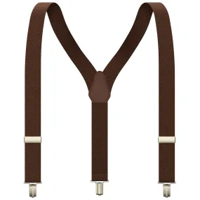 Spice Brown Slim Suspenders for Men & Women Boys & Girls Y-back Shape 1 inch wide