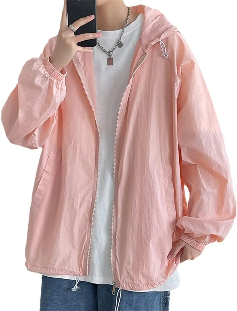 Summer Thin Long Sleeve Jackets Men Simple Loose Casual Sun Protection Hooded Coats