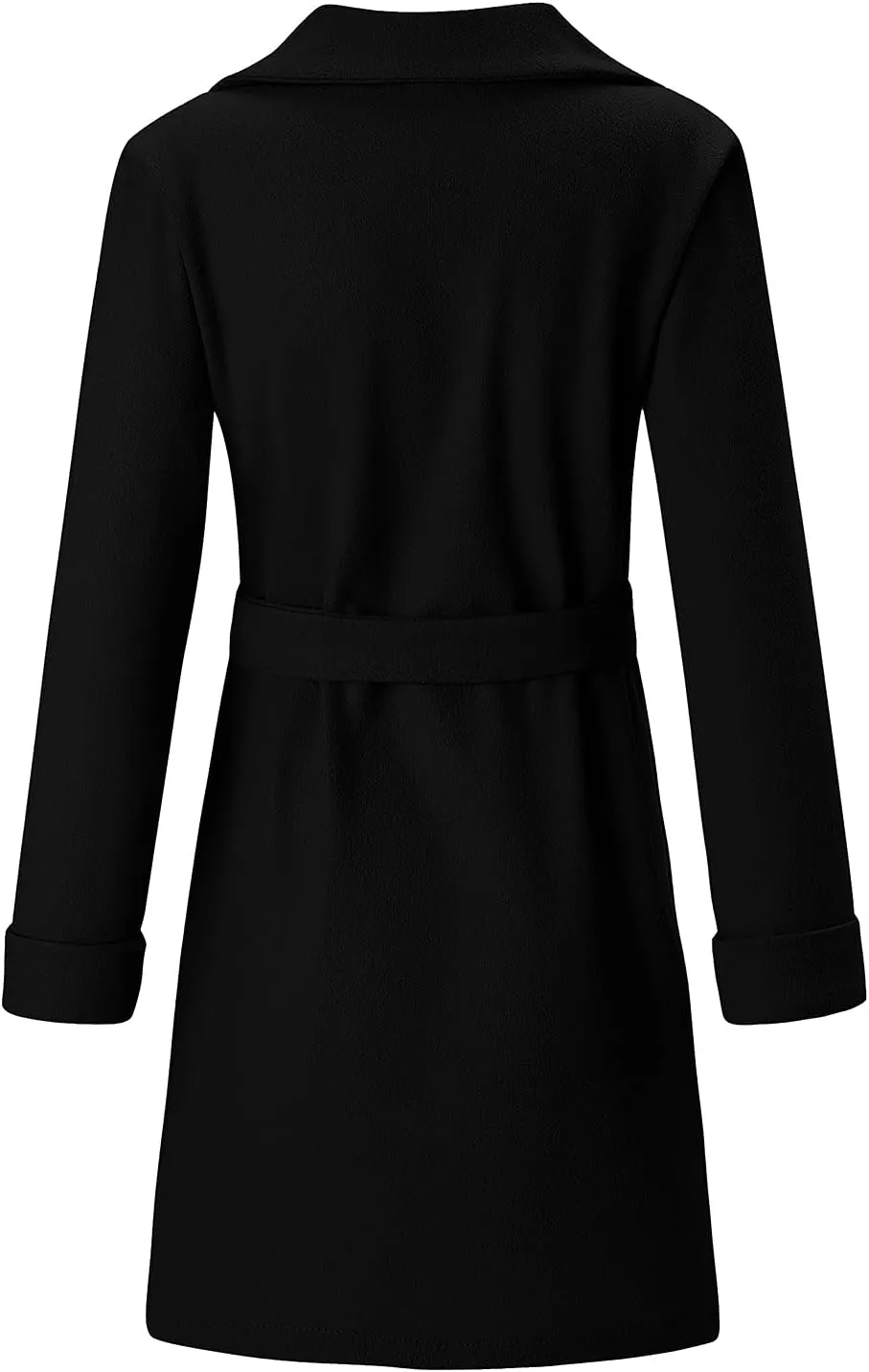 Trench Coats for Women Elegant Belted Open Front Wool Blend Coat Lapel Collar Winter Warm Overcoat with Pockets