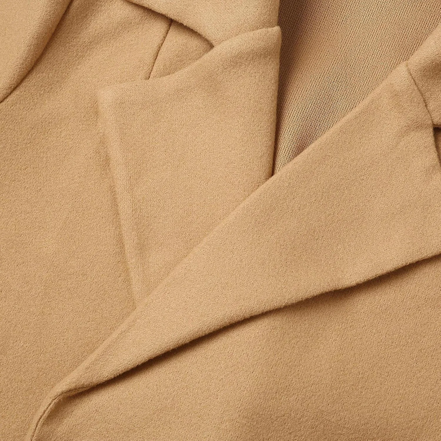 Trench Coats for Women Elegant Belted Open Front Wool Blend Coat Lapel Collar Winter Warm Overcoat with Pockets