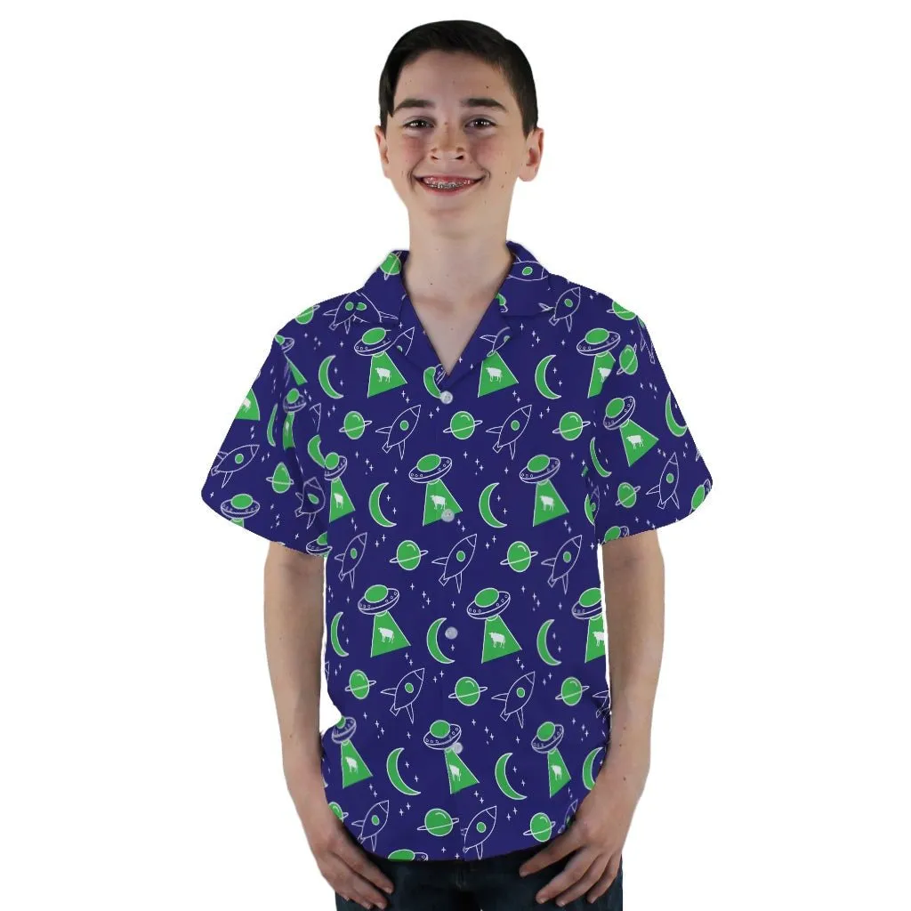 UFO Cow Abduction Youth Hawaiian Shirt