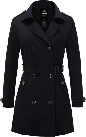 wantdo Women's Waterproof Trench Coat Classic Lapel Outerwear Coat with Belt