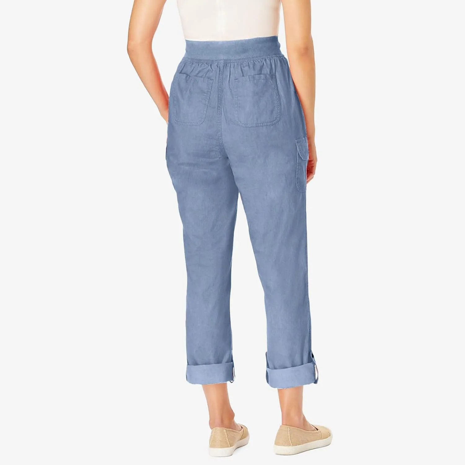 Women Cargo Pants - Straight Wide Leg Trousers with Pockets High Waist Slim Fit Sweatpants Lightweight Buckle Joggers