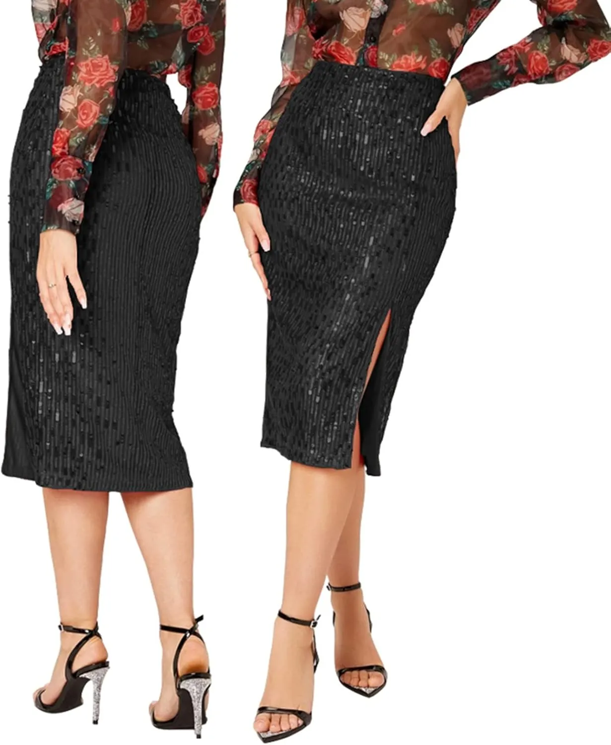 Women's High Waist Split Hem Zip Back Plain Skirt Hip Casual Half Body Skirt Rave Party Skirt for Women New Years