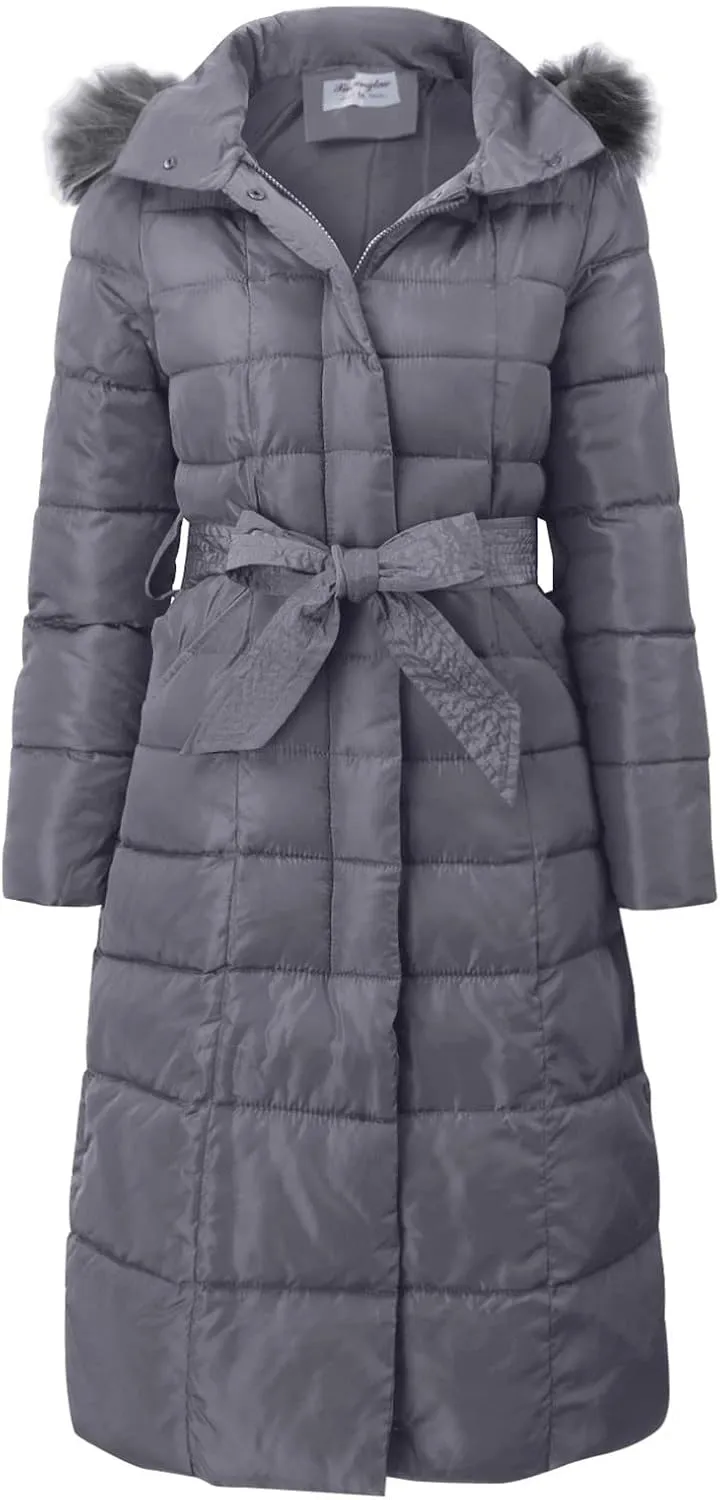 Womens Long Puffer Jacket Fashion Elegant Hooded Down Coat Casual Solid Zipper Padded Outwear 2024 Warm Winter Coats